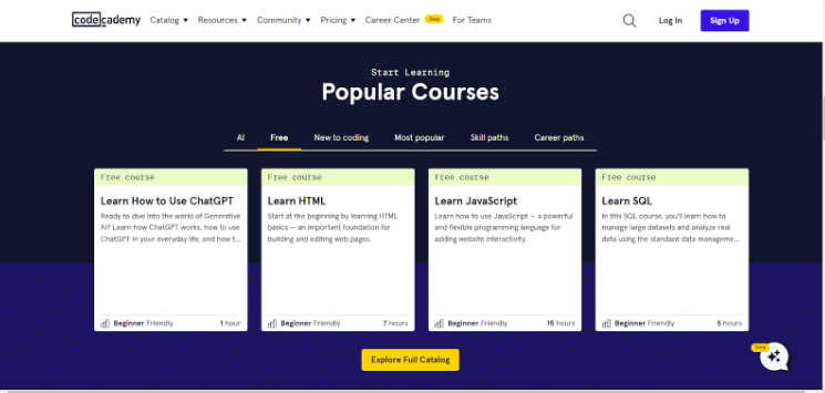 Codecademy Offer Free Courses