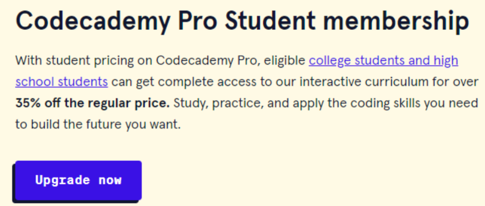 Codecademy 35% OFF
