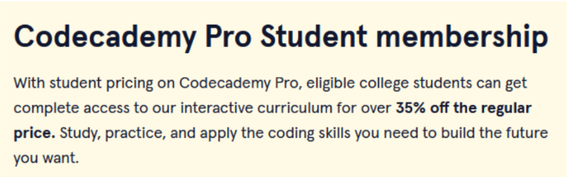 Codecademy Student Discount