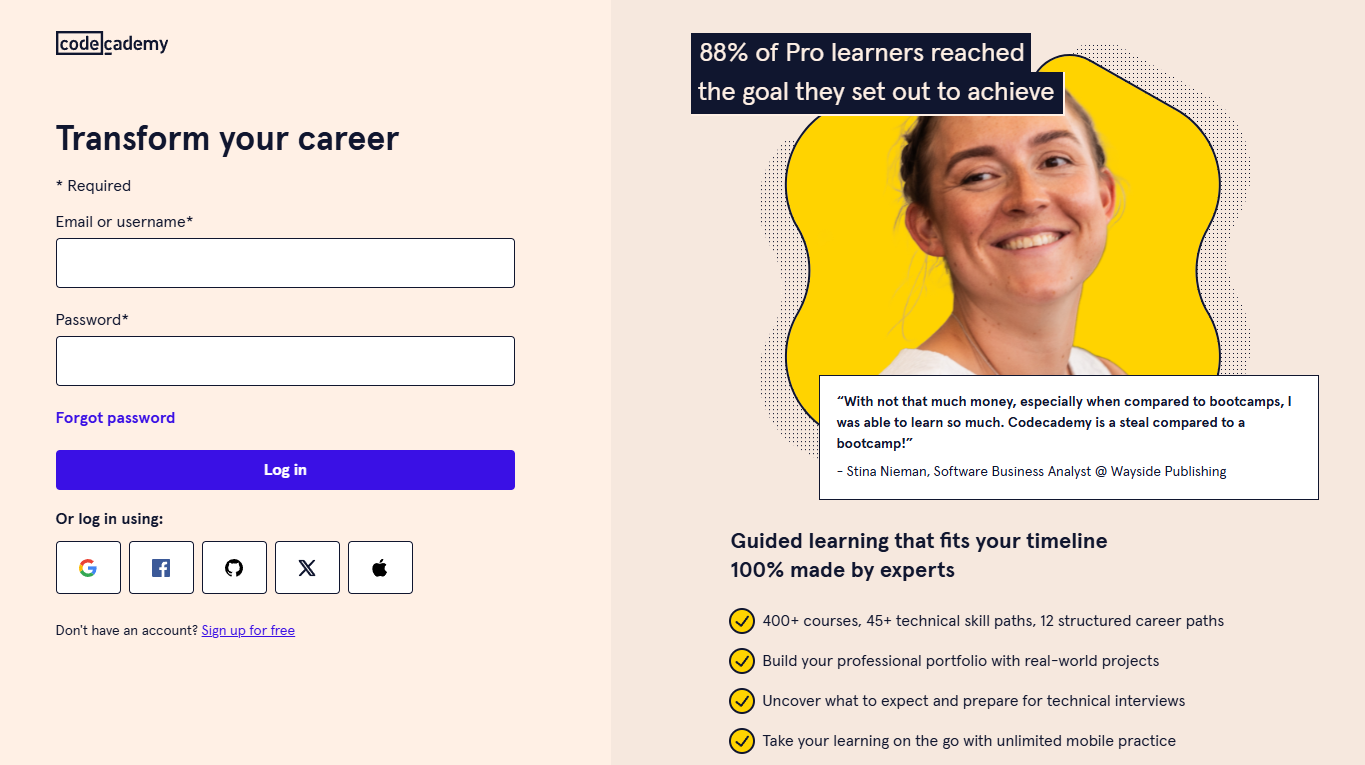 Sign Up on Codecademy Sign Up on Codecademy