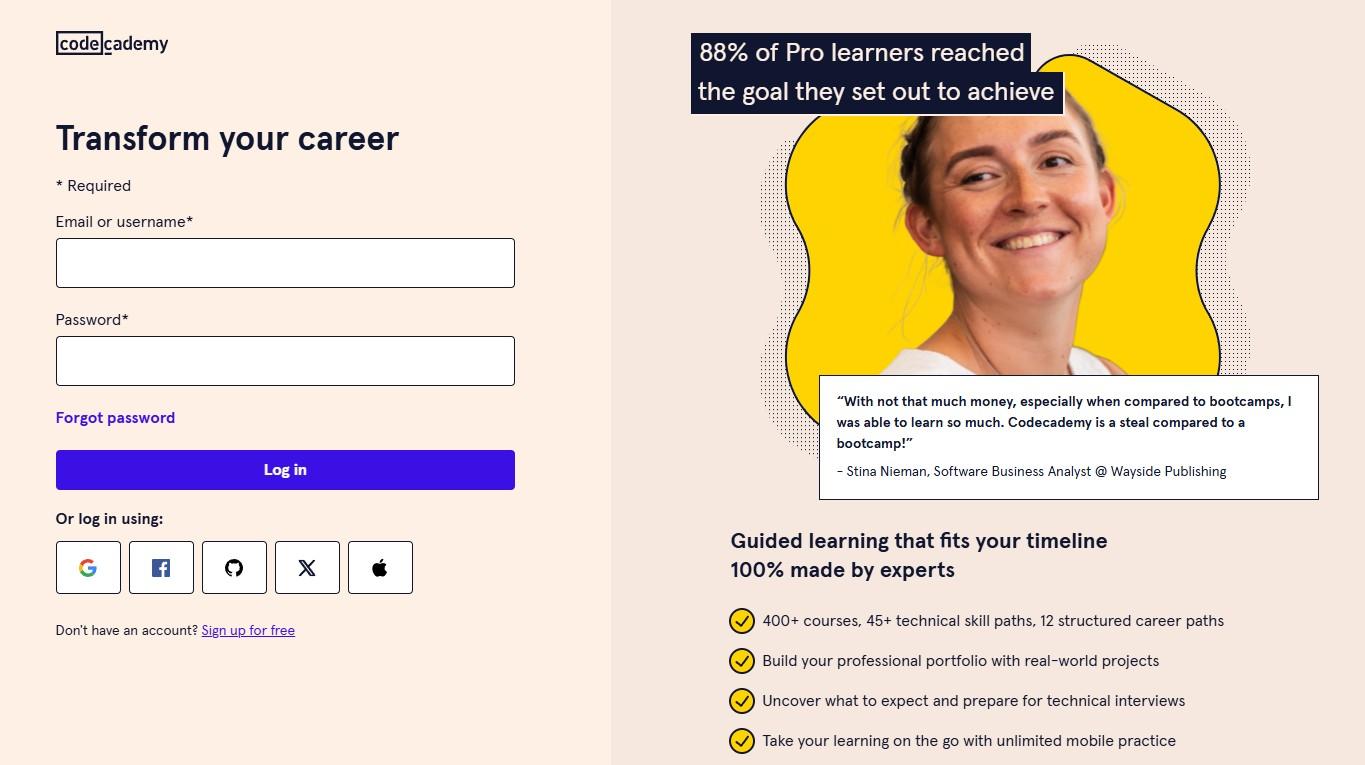 Sign Up on Codecademy Sign Up on Codecademy