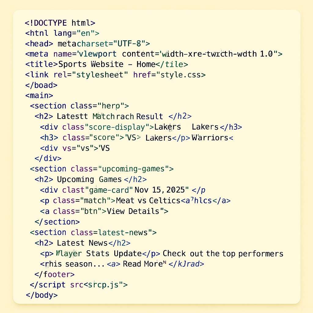 Create A Sports Website Using HTML Structure Coding Create A Sports Website Using HTML Structure Coding